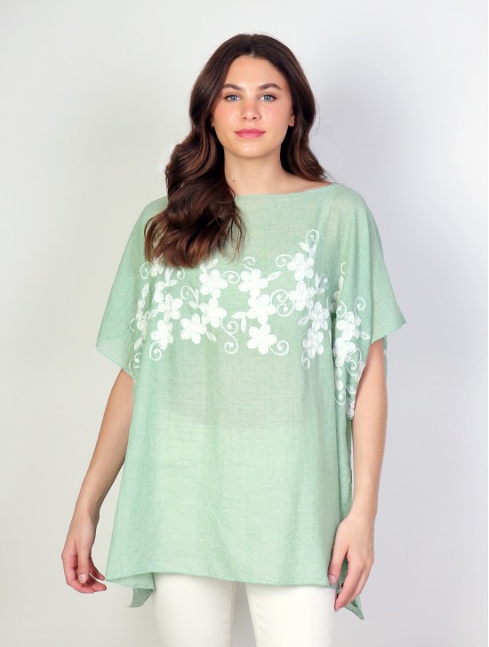 Stitched Flower Design Fashion Flowy Top